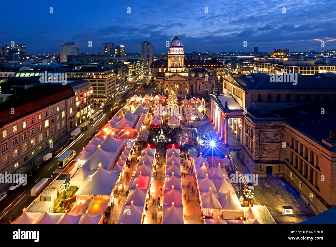 Berlin gendarme market, christmas market, , view from french dome | Stock Photo