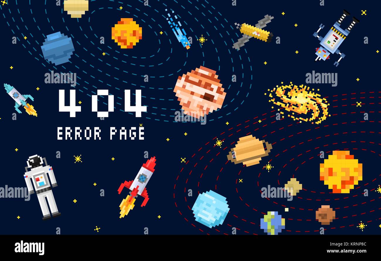 404 error page. not found. space background, spaceman, robot