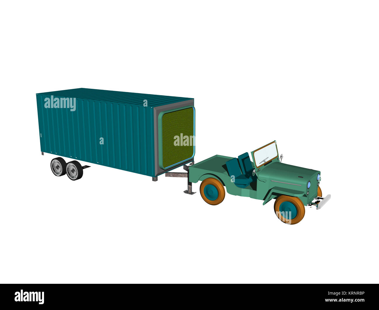 optional jeep with trailer Stock Photo