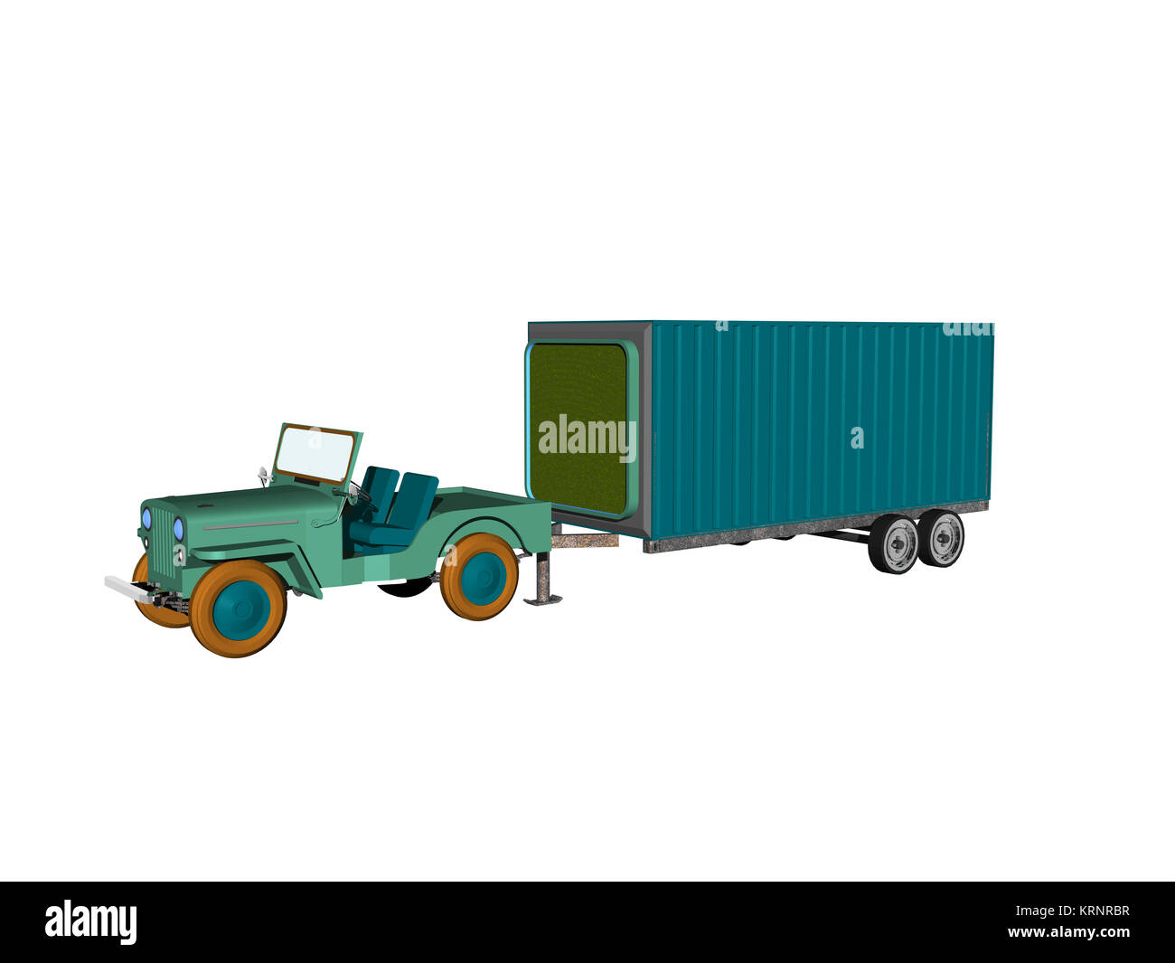 optional jeep with trailer Stock Photo