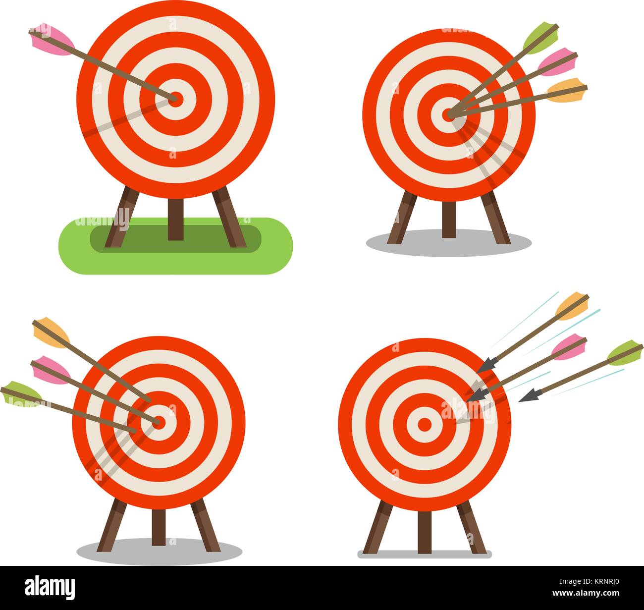 Arrows and target standing on tripod. Purpose, goal, accuracy icon. Vector illustration Stock Vector