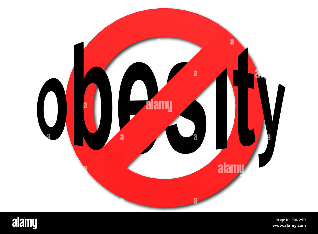 Stop obesity sign in red Stock Photo