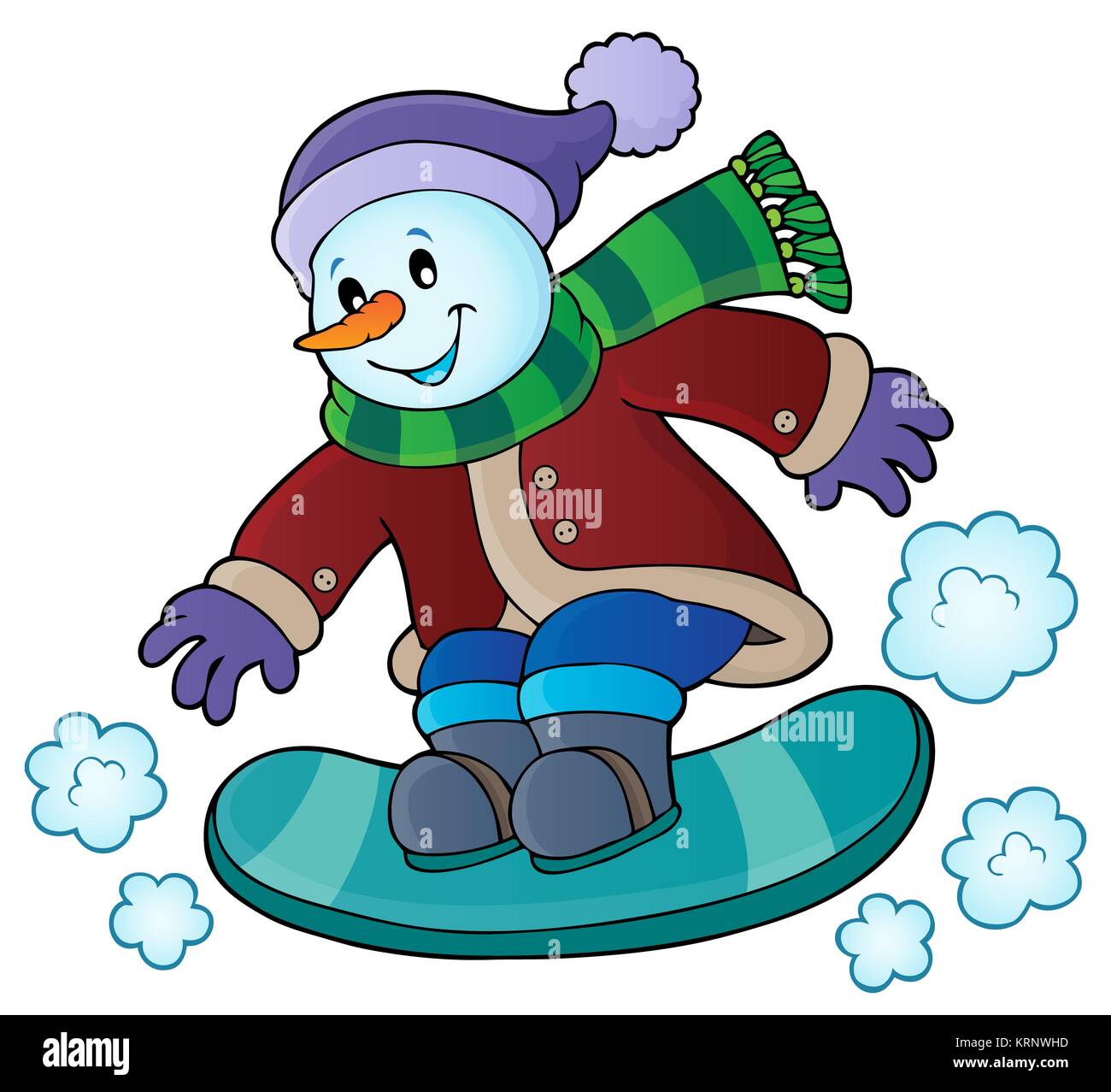 Snowman on snowboard theme image 1 Stock Photo