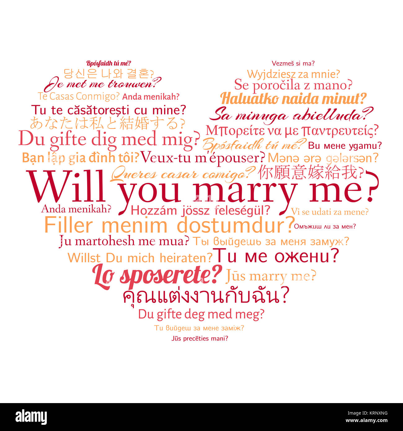 Phrase will you marry me in different languages. Words in cloud in the