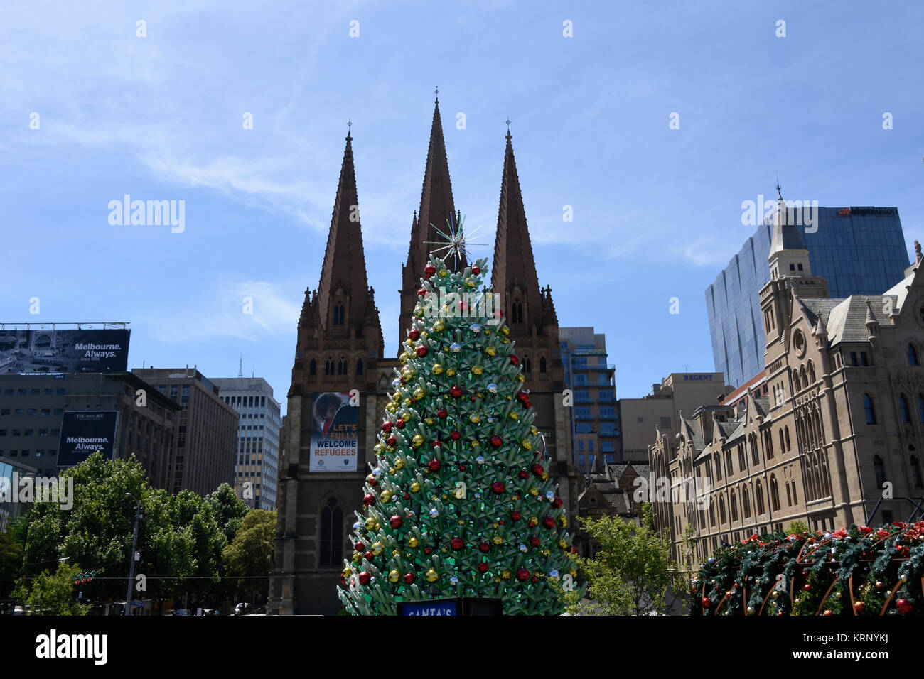 Christmas Tree in Melbourne, Federation Square Stock Photo Alamy