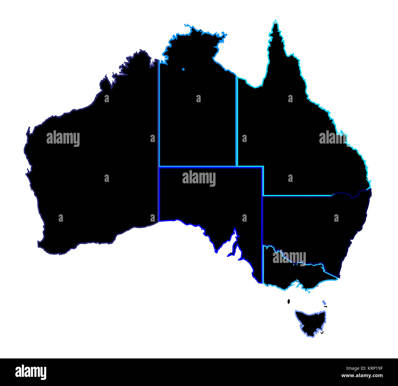 Australia States In Silhouette Stock Photo