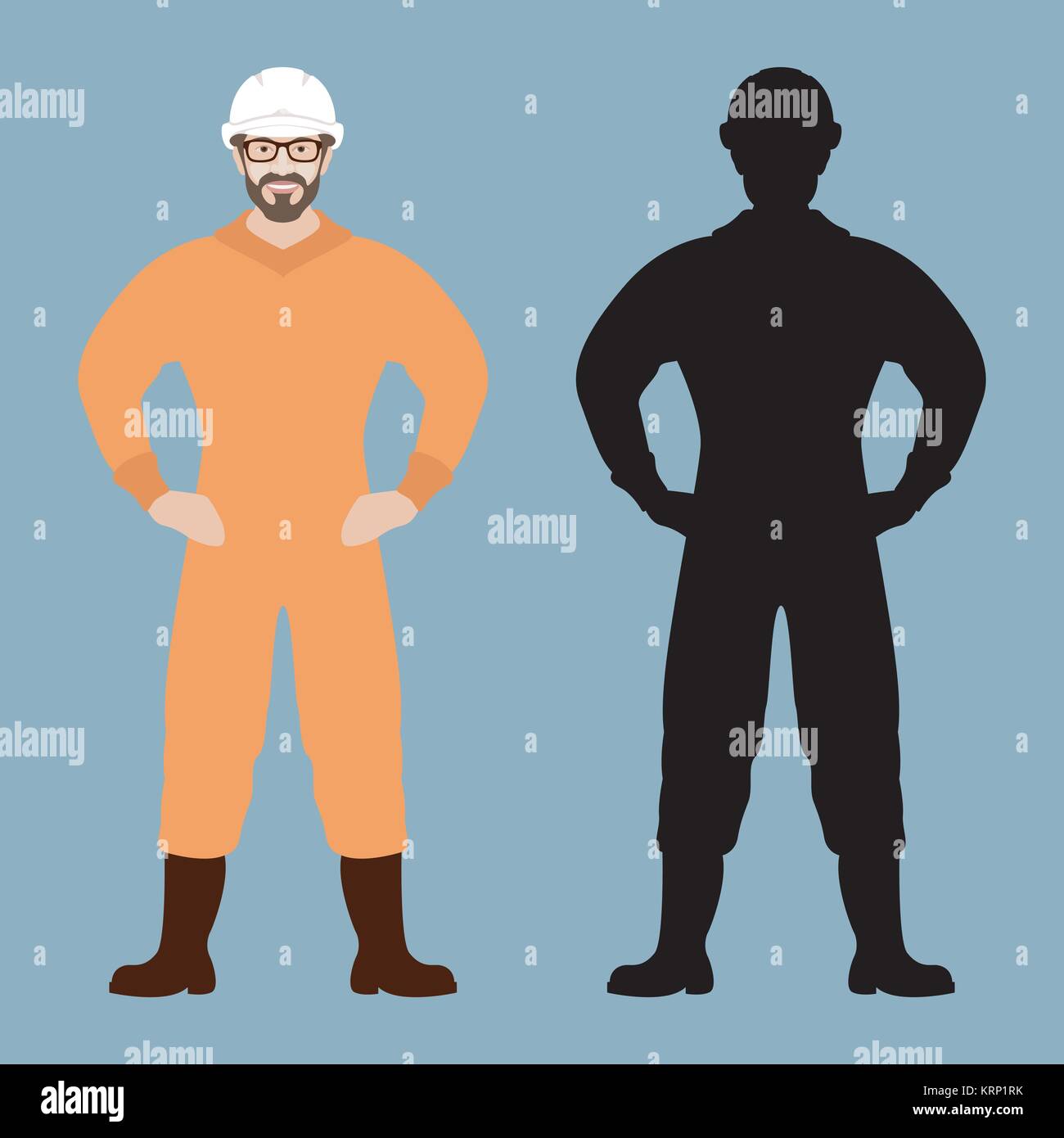 man  in  protective overalls vector illustration flat style   front view Stock Vector