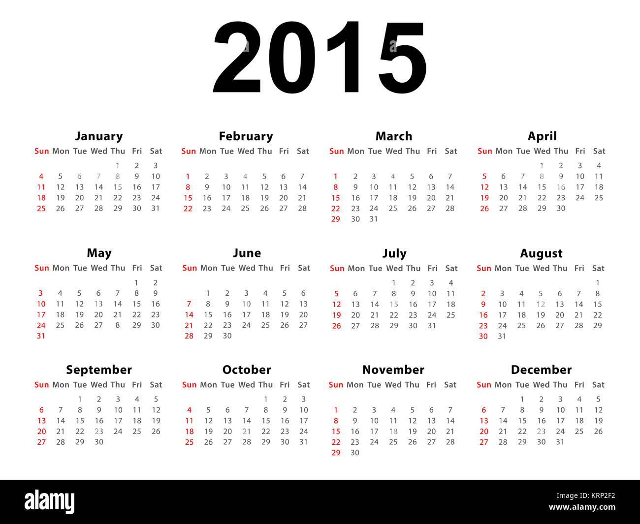 Calendar 2015 Landscape Stock Photo