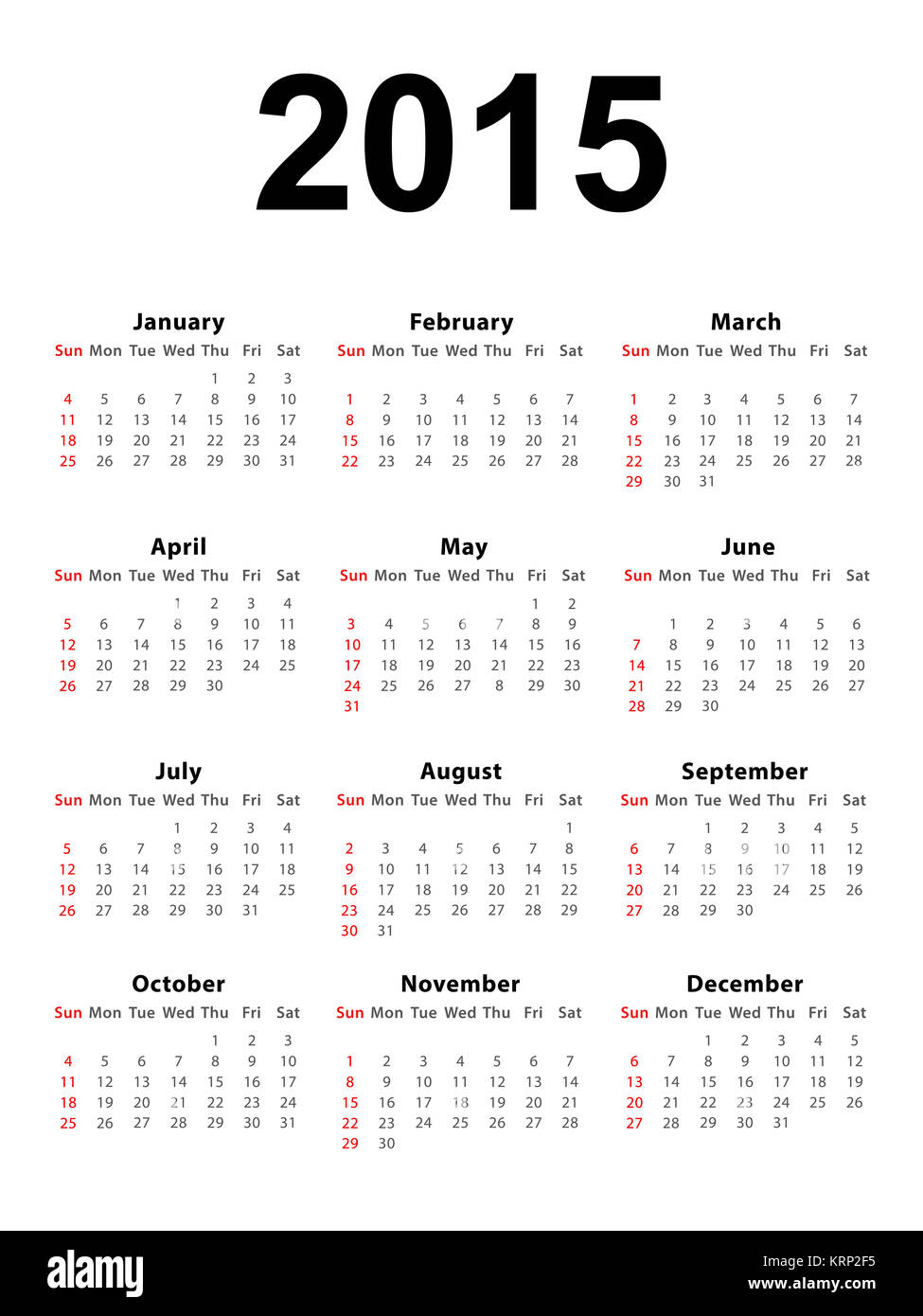 Calendar 2015 Portrait Stock Photo