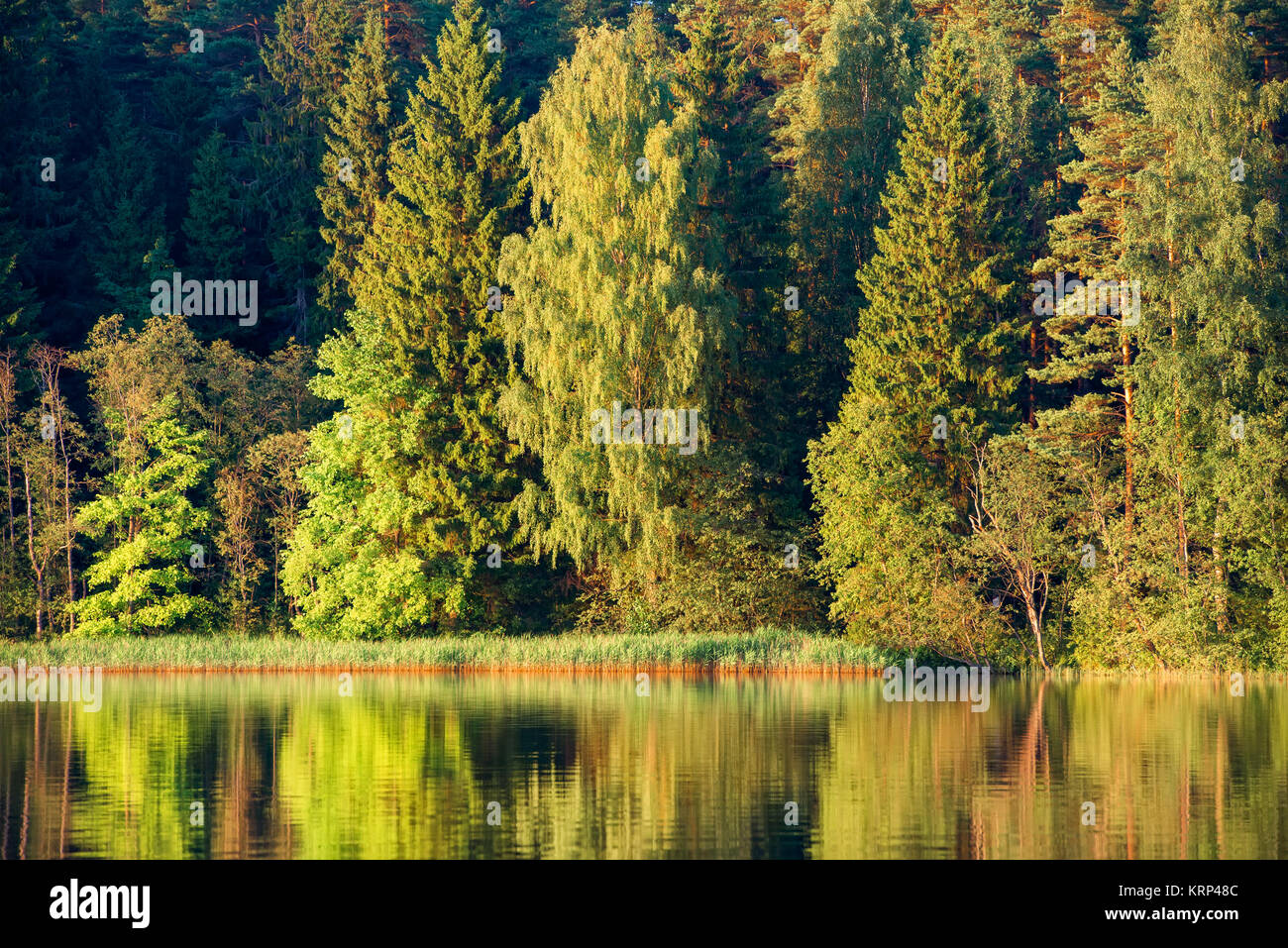 Tranquil lake sunset reflects hi-res stock photography and images - Alamy