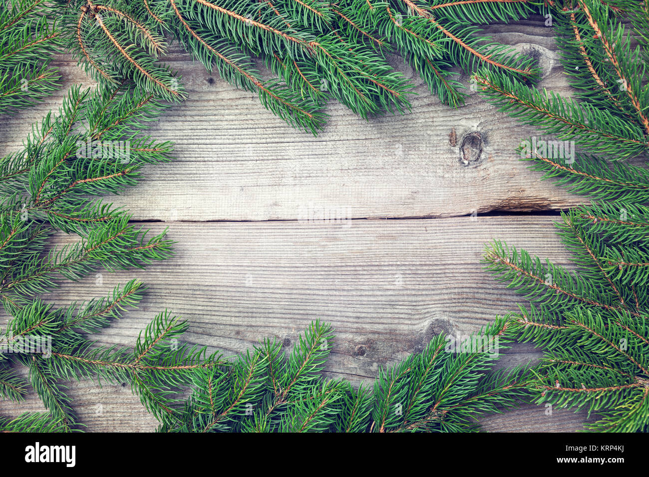 Wooden Christmas background with fir Stock Photo - Alamy