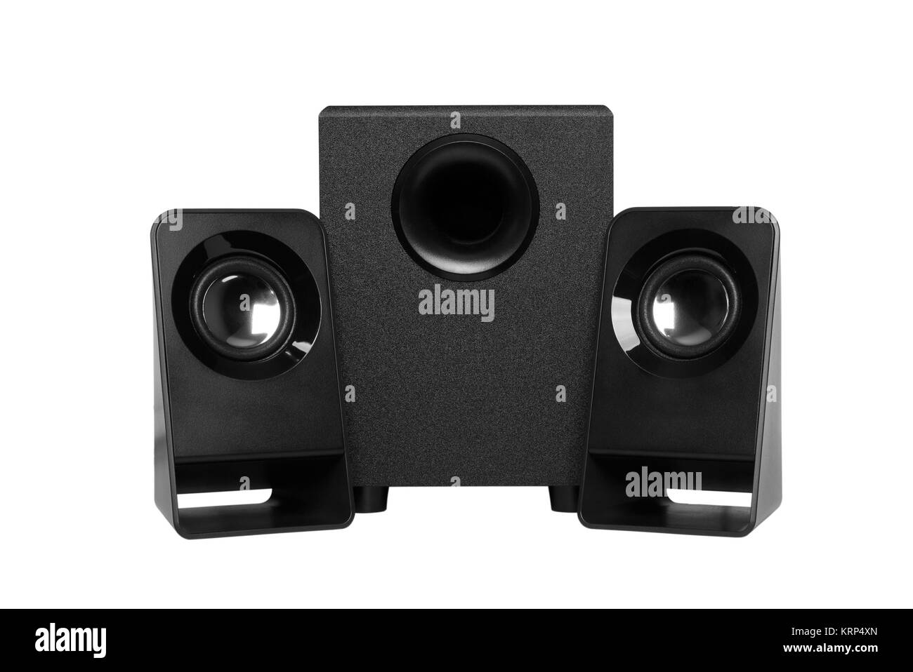 Computer speakers with subwoofer isolated on white Stock Photo Alamy