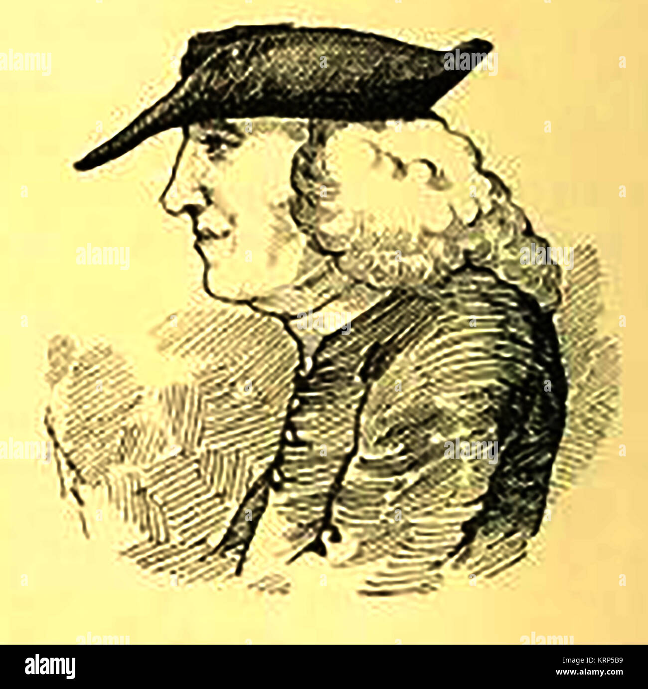 A portrait of Thomas (aka John)  Byrom 1691-1763 as an older man.  The English stenographer & poet improved early shorthand systems and wrote poetry & hymns and was  student of religious mysticism Stock Photo