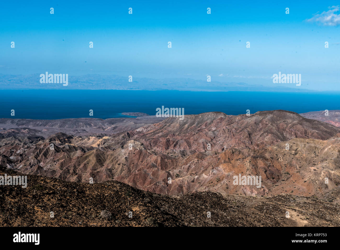 A view of the Gulf of Tadjoura from Arta, Djibouti, East Africa - Mountains of Arta Stock Photo