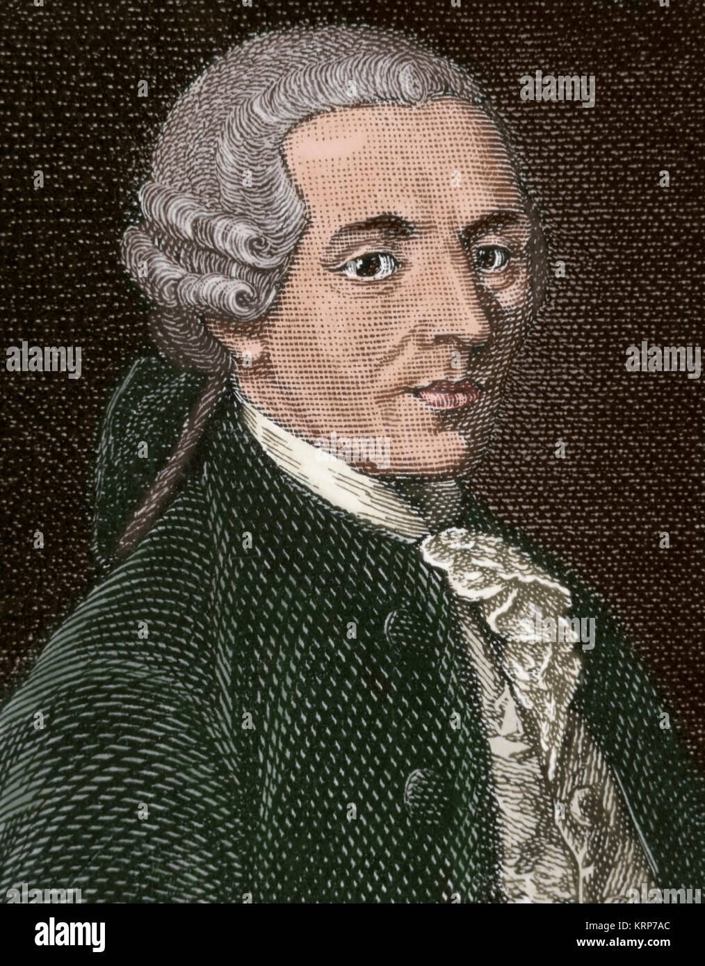 Joseph Haydn (1732-1809). Austrian composer. Portrait. Engraving by R. Cremer, 1885. Colored. Stock Photo
