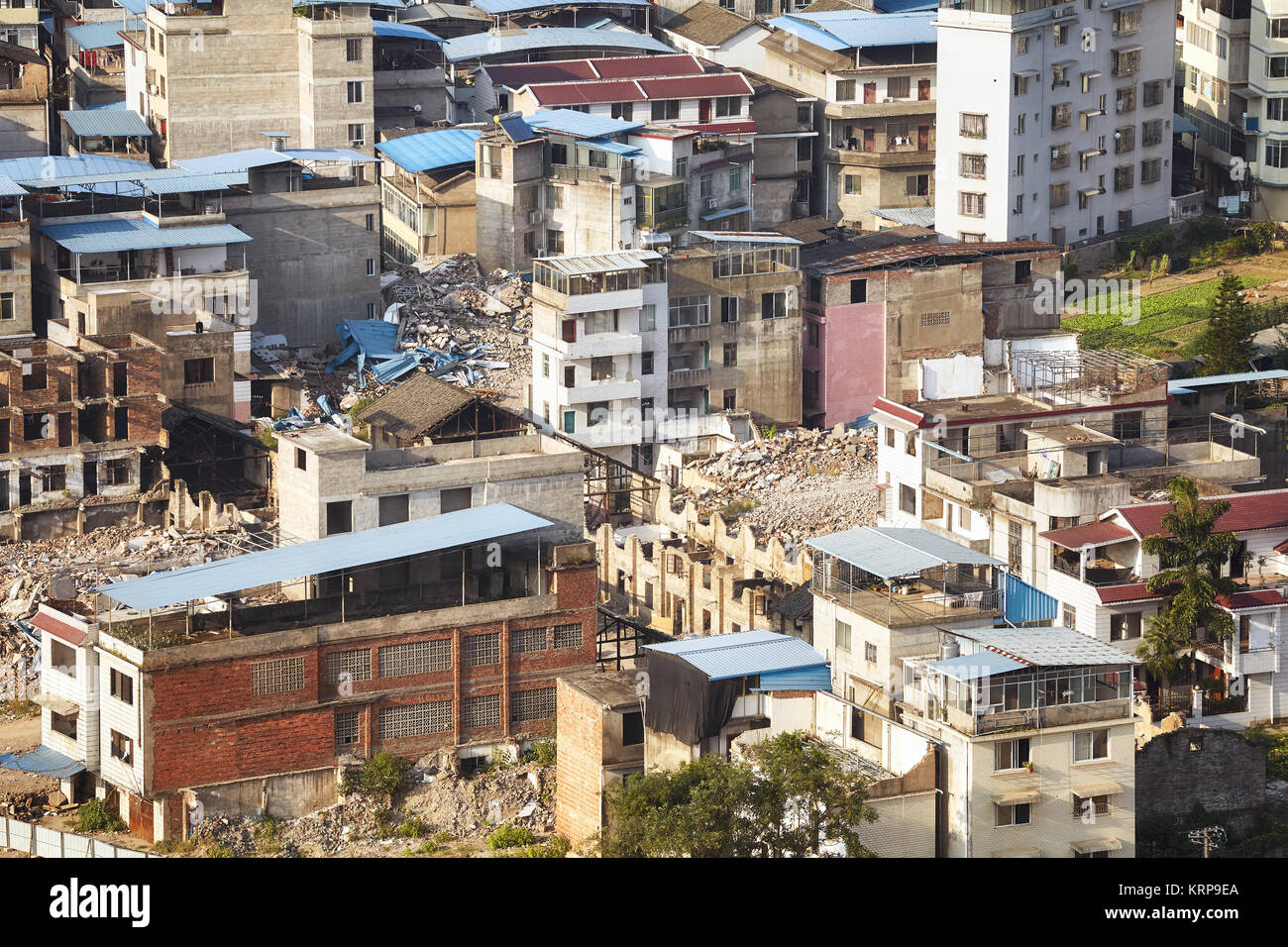 Guilin city old residential district aerial picture, Guangxi Zhuang Autonomous Region, China. Stock Photo