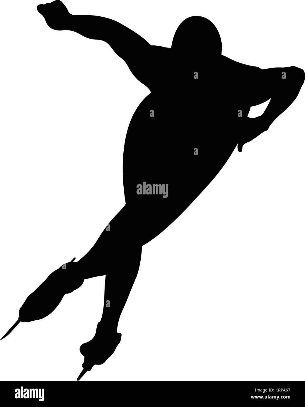 black silhouette athlete speed skater turn ice rink Stock Vector