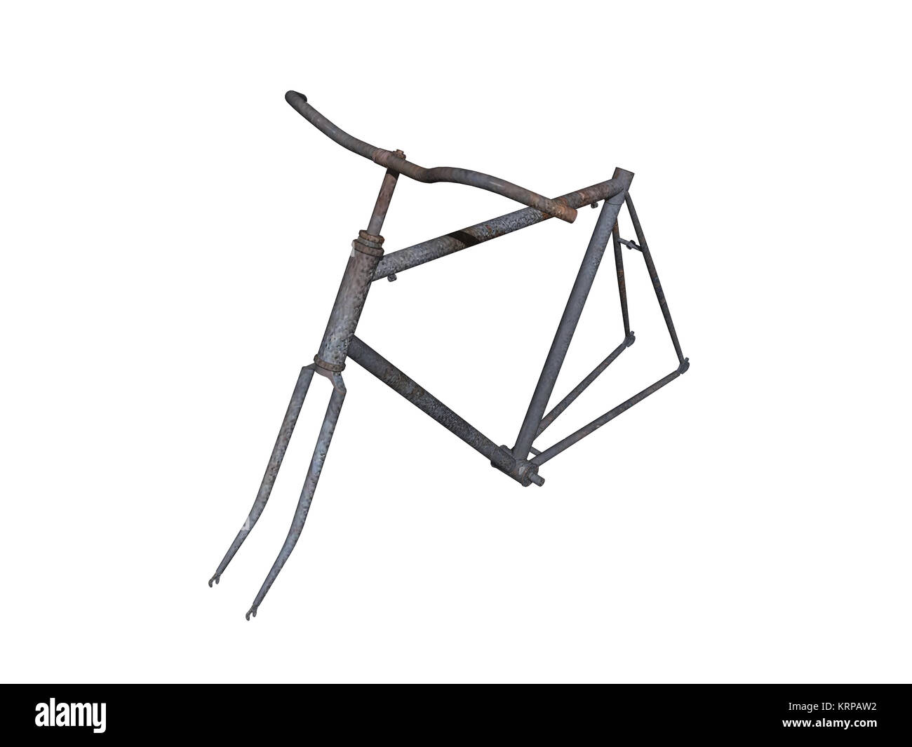 rusty bicycle frame isolated Stock Photo