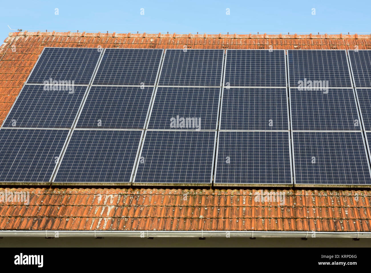 photovoltaic system on a tile roof Stock Photo