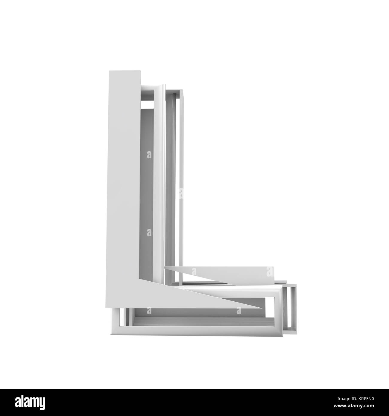 Letter L, Abstract fragmented geometric font. 3D Rendering Stock Photo