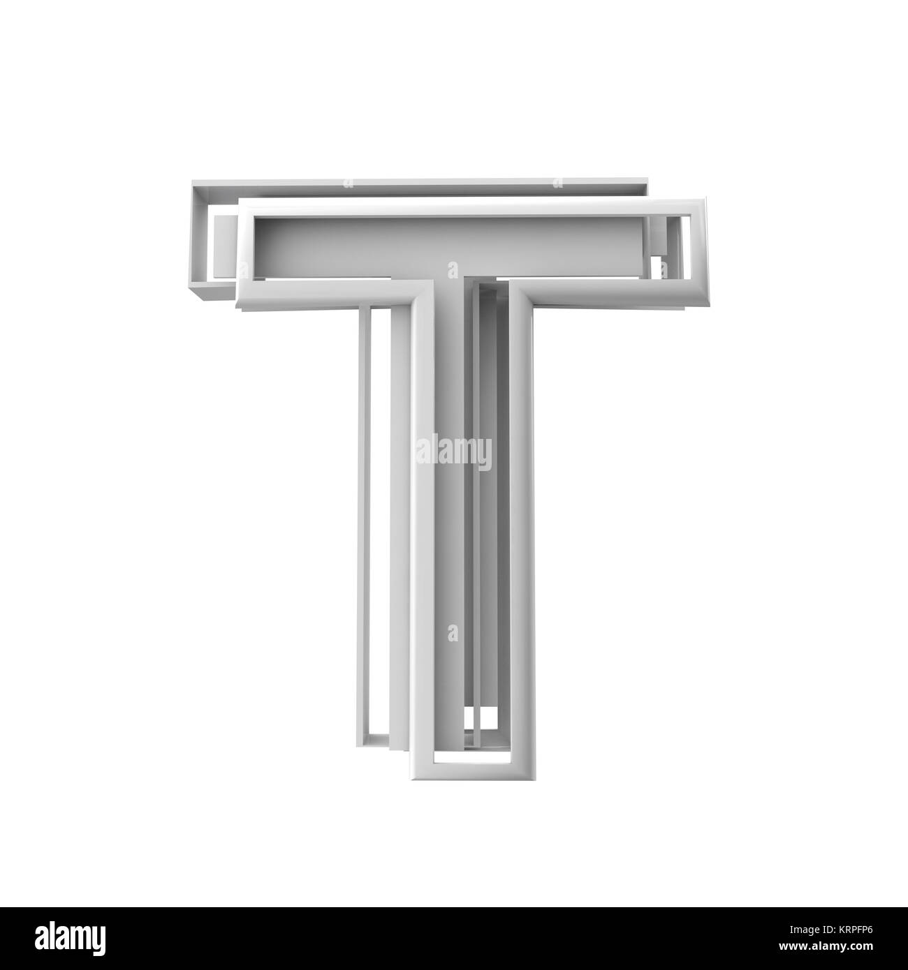 Letter T, Abstract fragmented geometric font. 3D Rendering Stock Photo