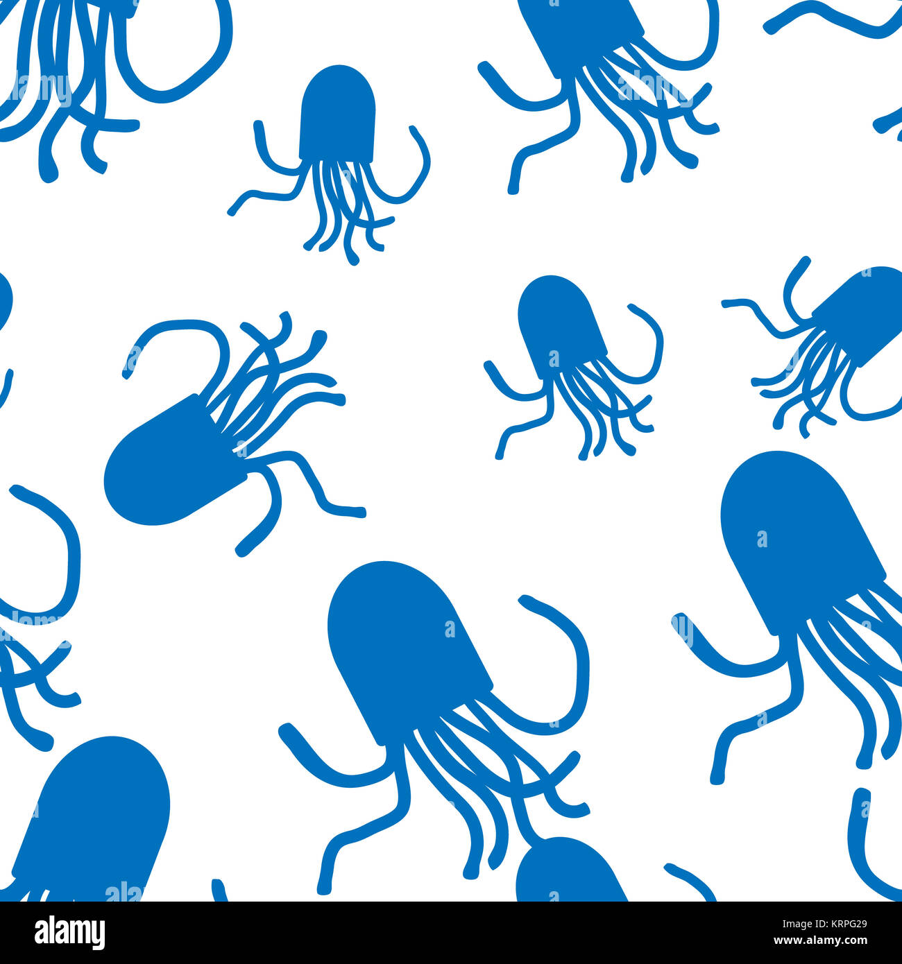 Vector Octopus pattern. White and blue Stock Photo - Alamy