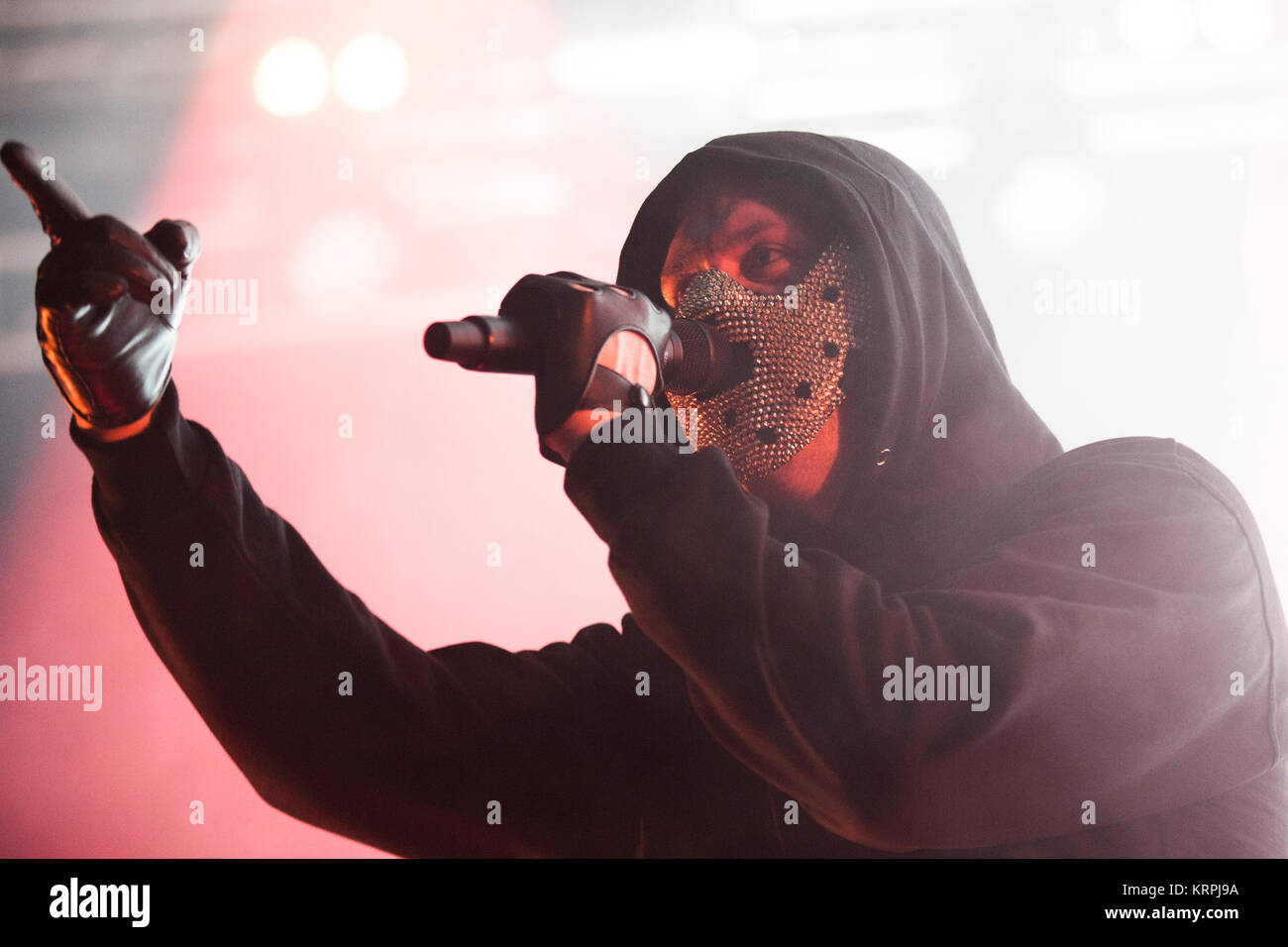 The Danish rapper L.O.C. (Liam O’Connor) is the best-selling rapper in Danish music history and is here pictured live on stage at the Fredags Rock venue in Tivoli Copenhagen. Denmark 16.05 2014. Stock Photo