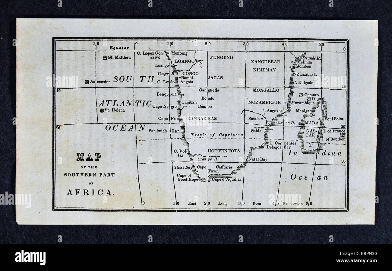 1830 Nathan Hale Map - South Africa - Cape of Good Hope Congo Angola Madagascar Cape Colony Stock Photo