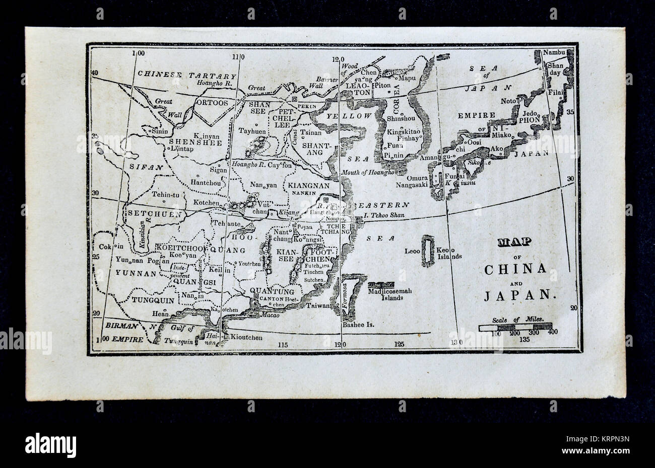 1830 Nathan Hale Map - Asia - China Japan Korea Stock Photo