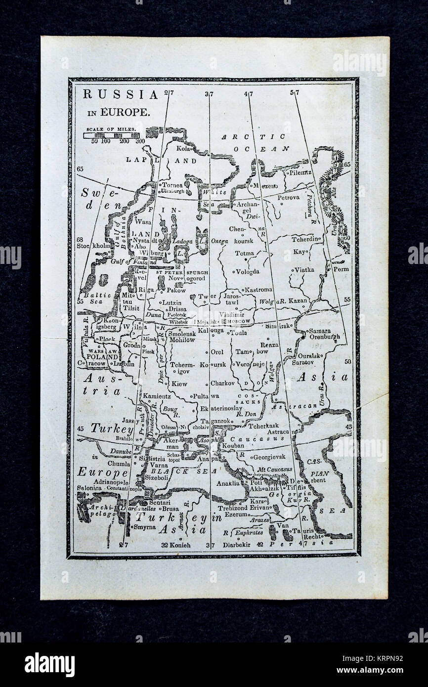 1830 Nathan Hale Map - Russia - Moscow St. Petersburg Stock Photo