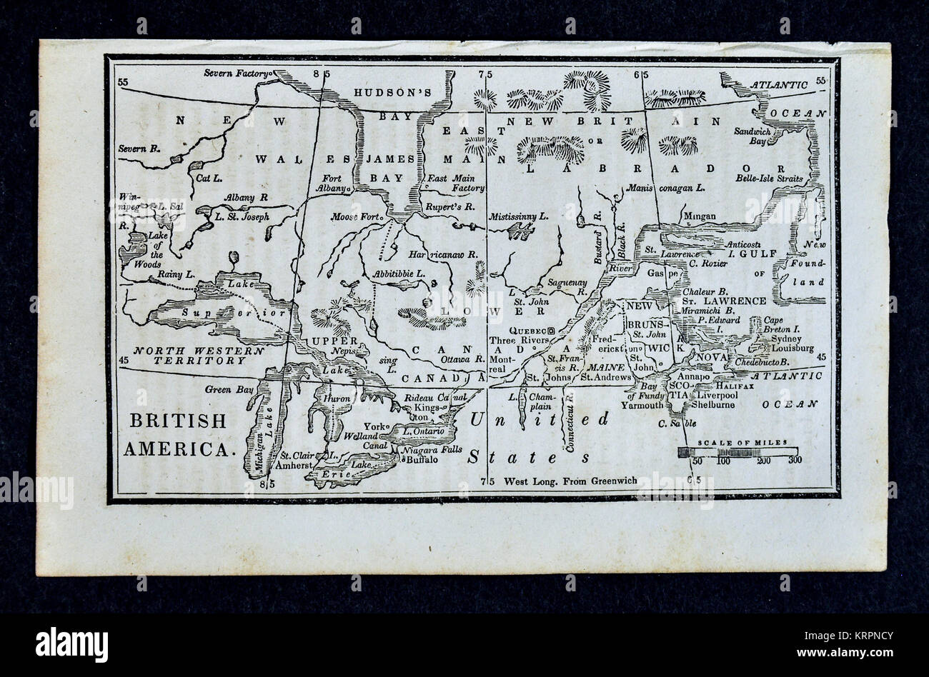 1830 Nathan Hale Map - British America Canada Ontario Quebec Nova Scotia Hudson Bay Great Lakes Stock Photo