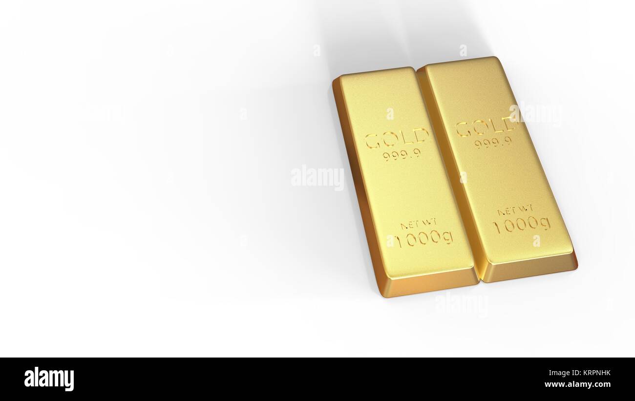 3d rendering set of gold bars isolated on white background Stock Photo ...