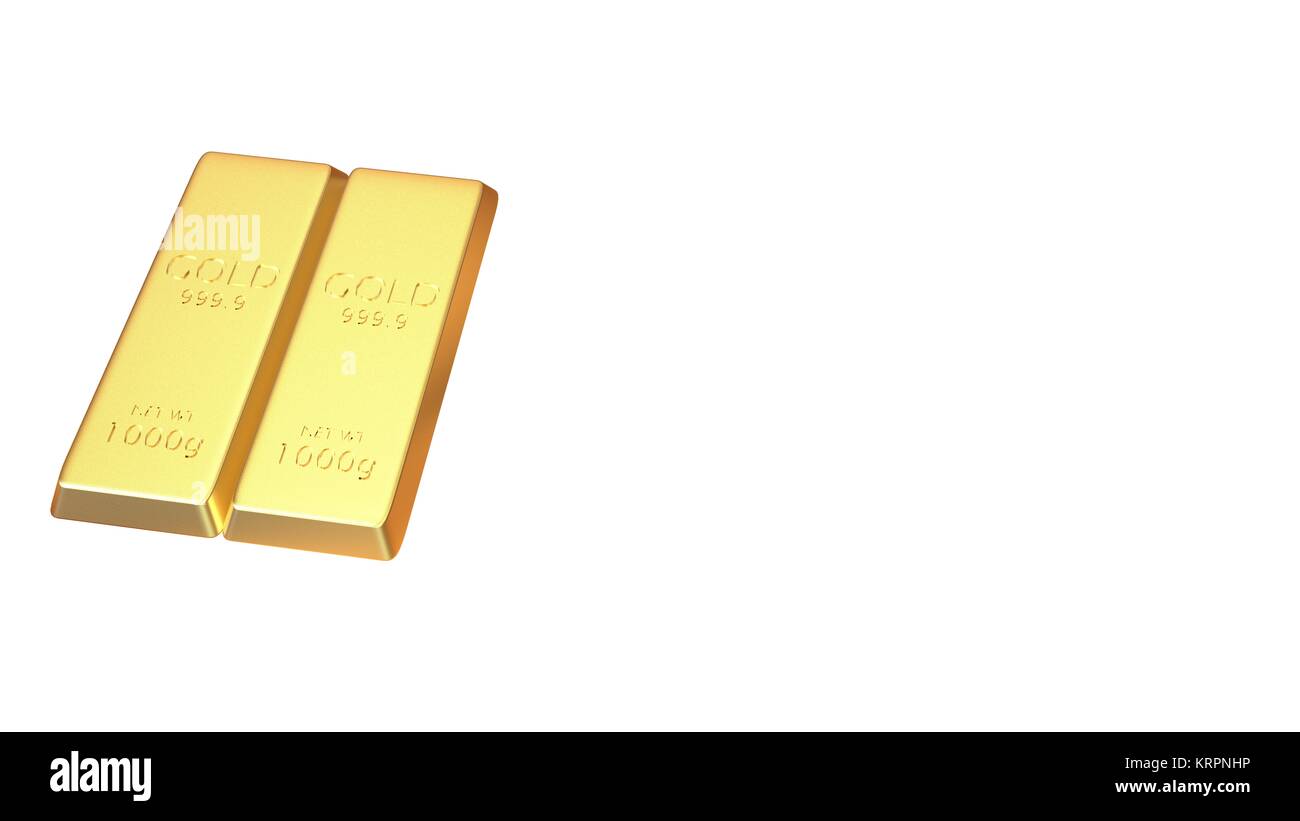 3d rendering set of gold bars isolated on white background Stock Photo ...