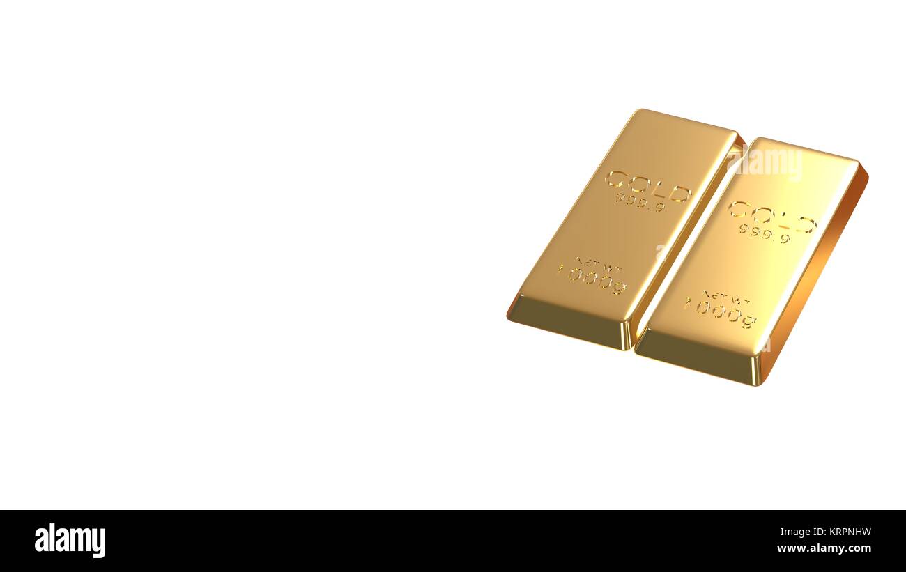 3d rendering set of gold bars isolated on white background Stock Photo ...