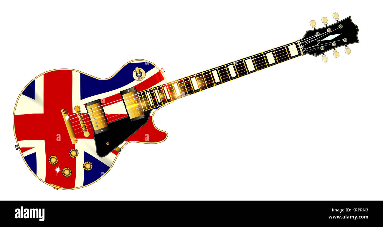 Une Guitare Électrique Classique Avec Le Drapeau De L'Union Jack