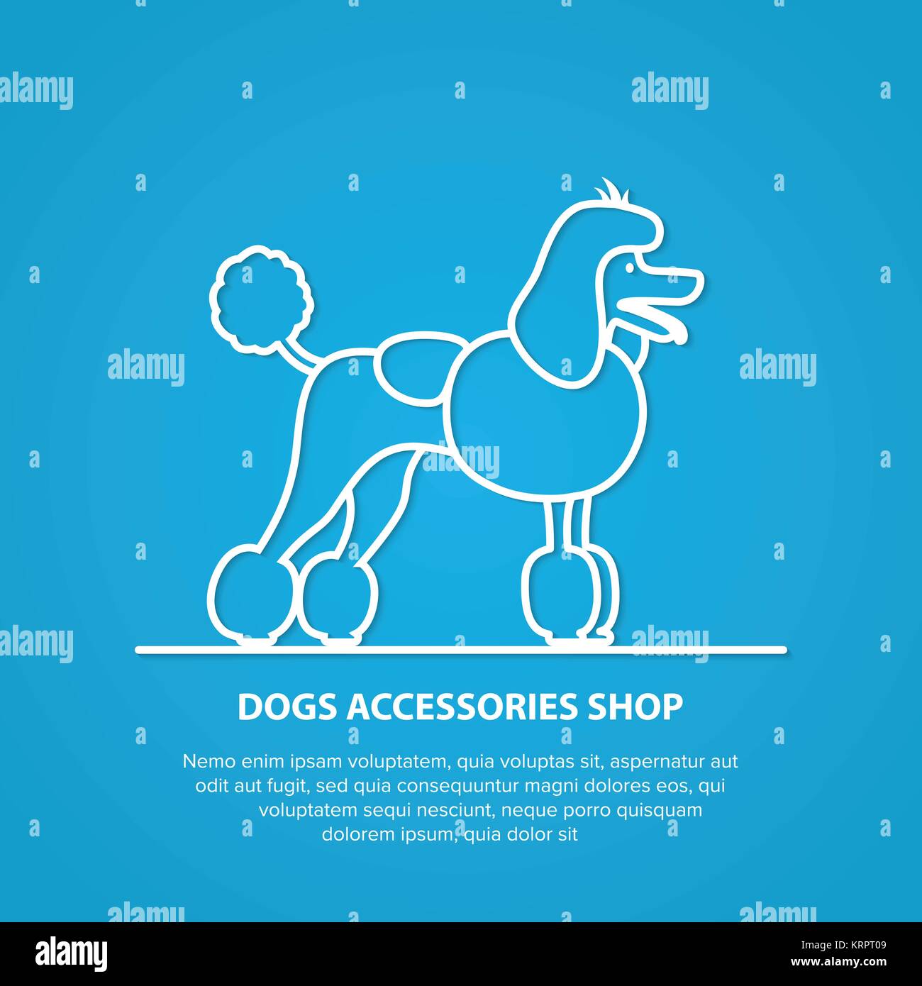 Vector outline dog silhouette on white background. Dog accessories shop ...