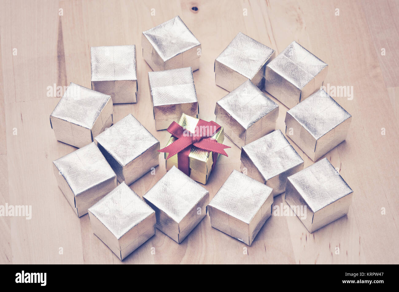 Gift box with red ribbon Stock Photo - Alamy