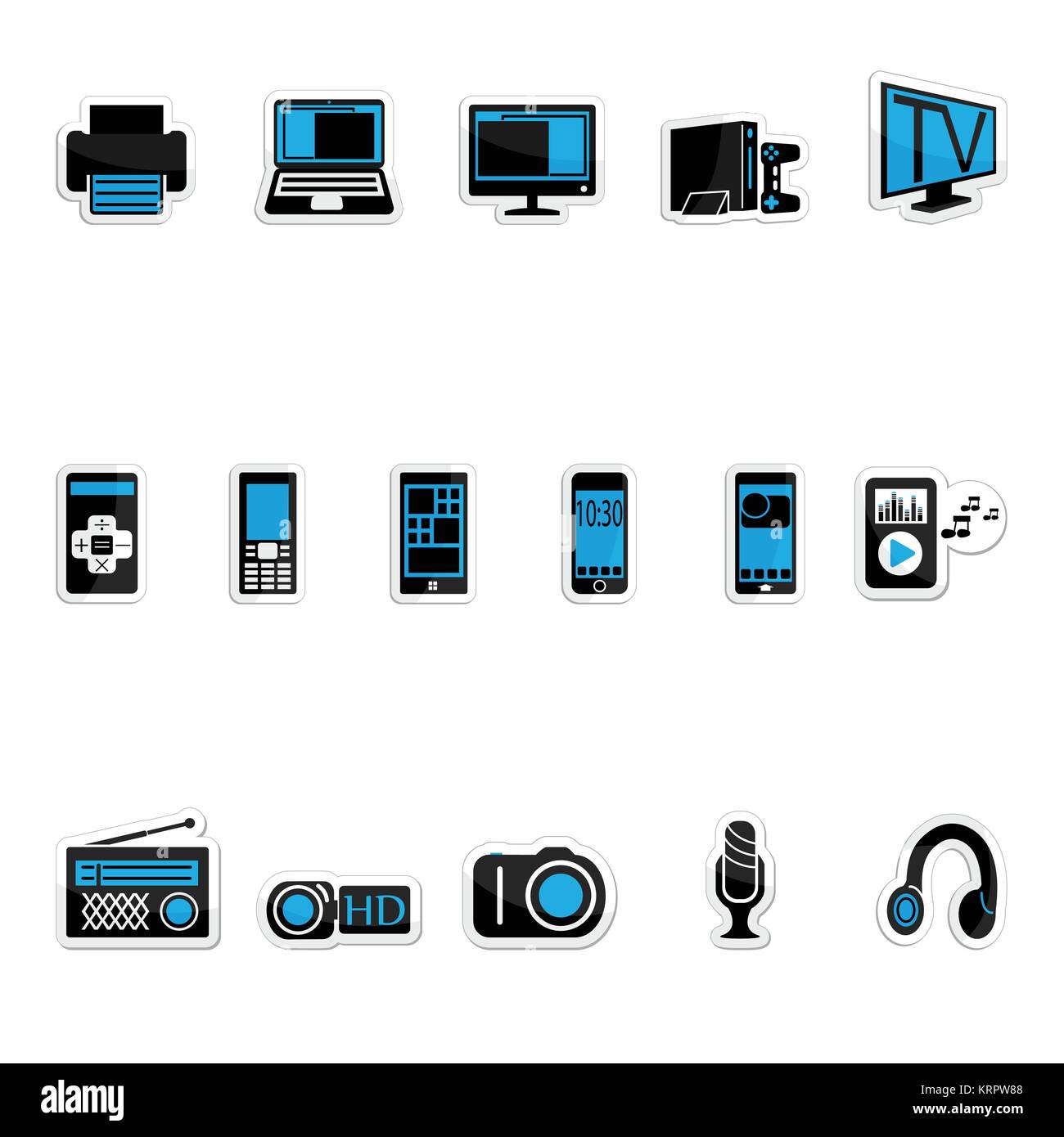 Consumer electronics icon set on a white background Stock Vector
