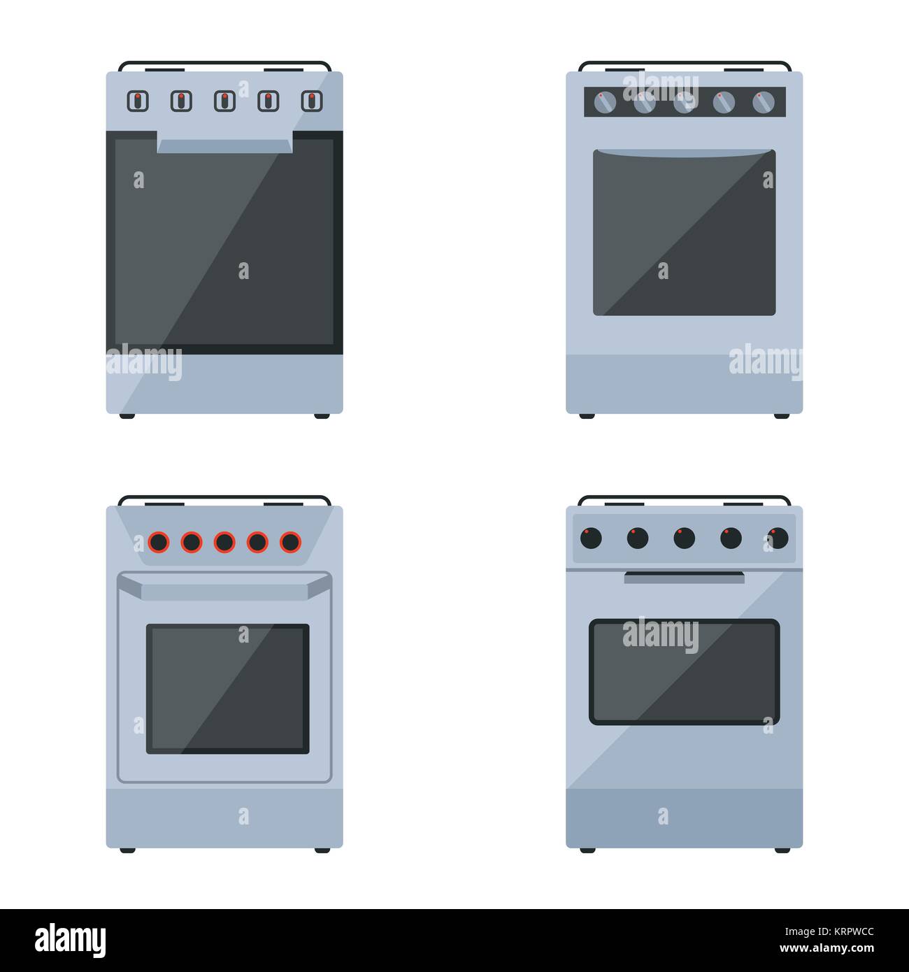 Gas stoves set on a white background Stock Vector
