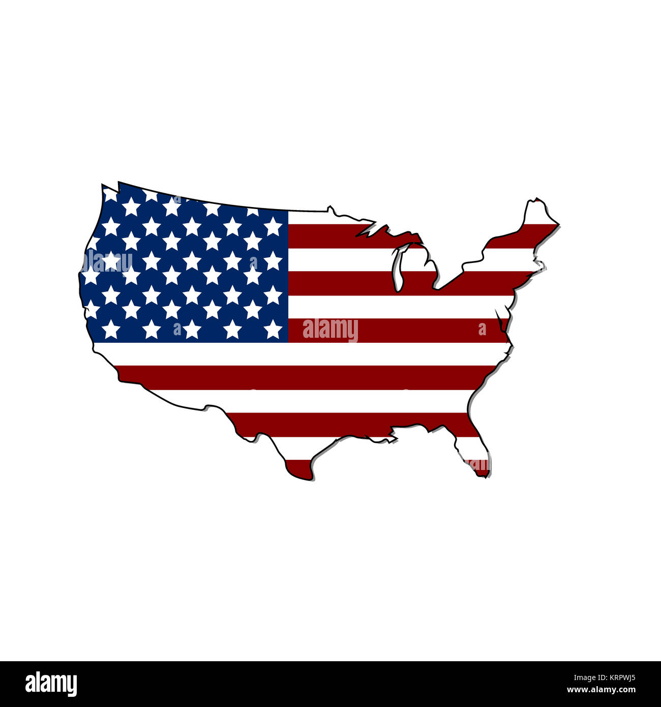 United states vector map with the flag Stock Photo - Alamy