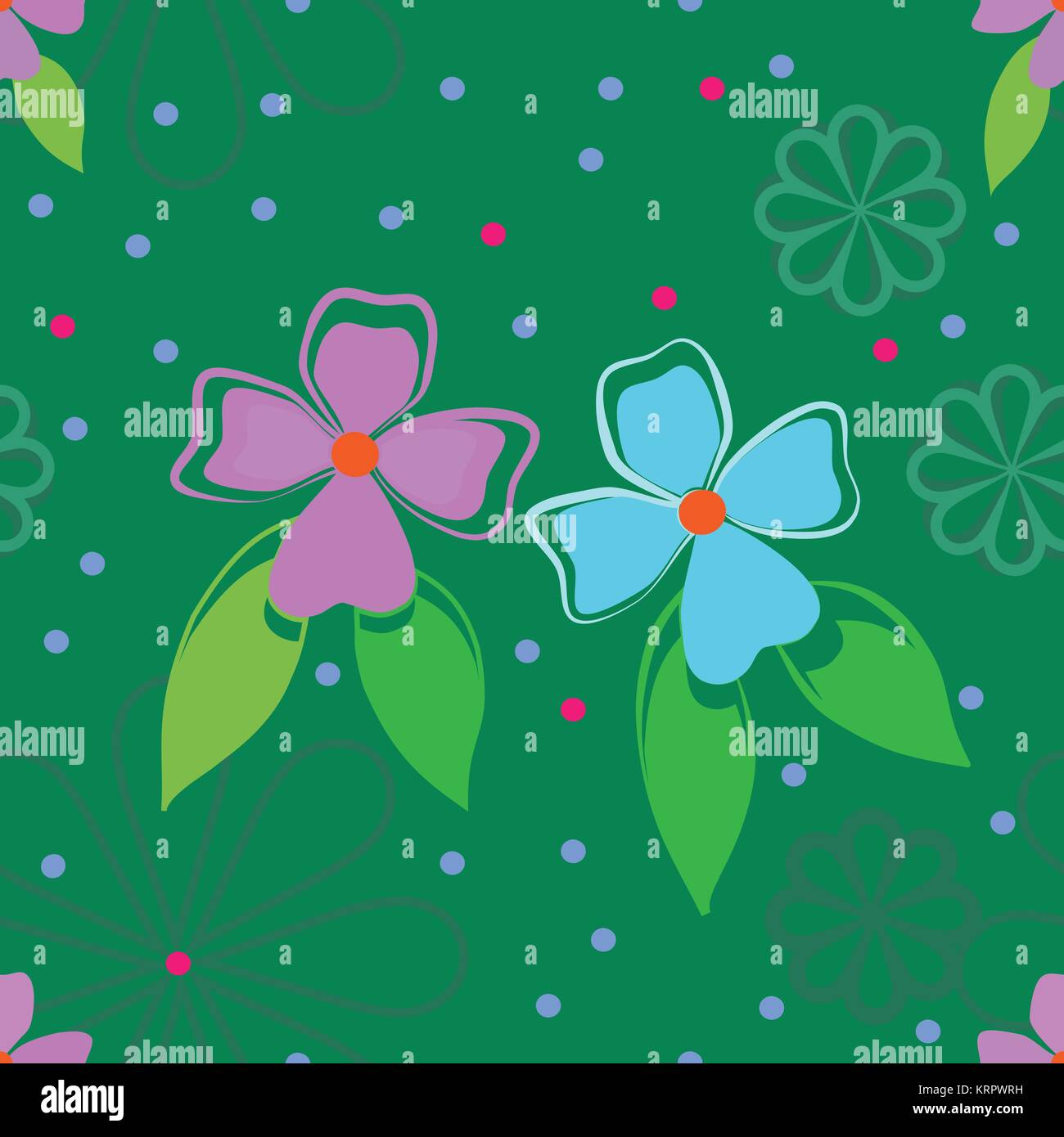 Seamless pattern with flowers on a green backdround Stock Vector Image ...