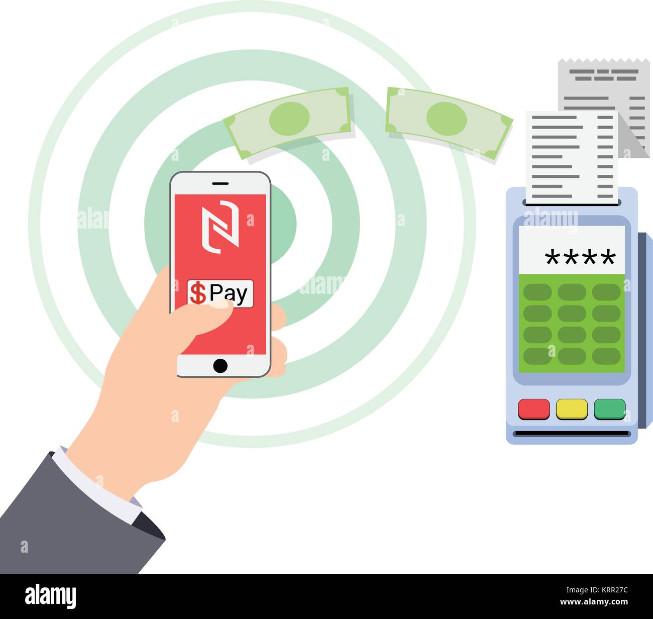 Mobile payments and near field communication. Vector illustration Stock