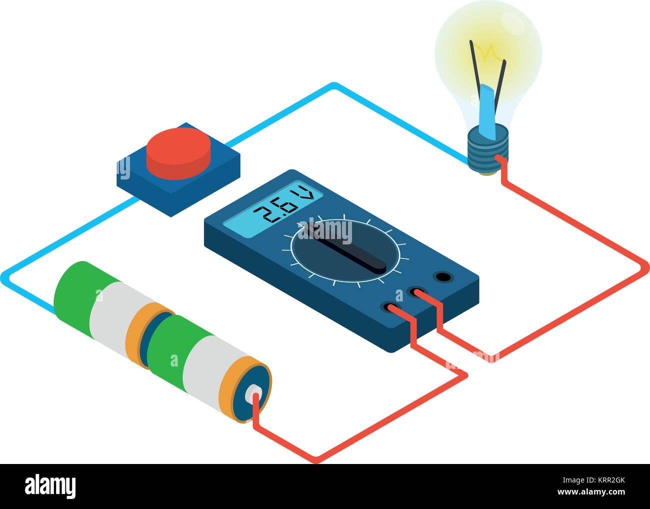 infographic of measurement multimeters voltage circuit from battery