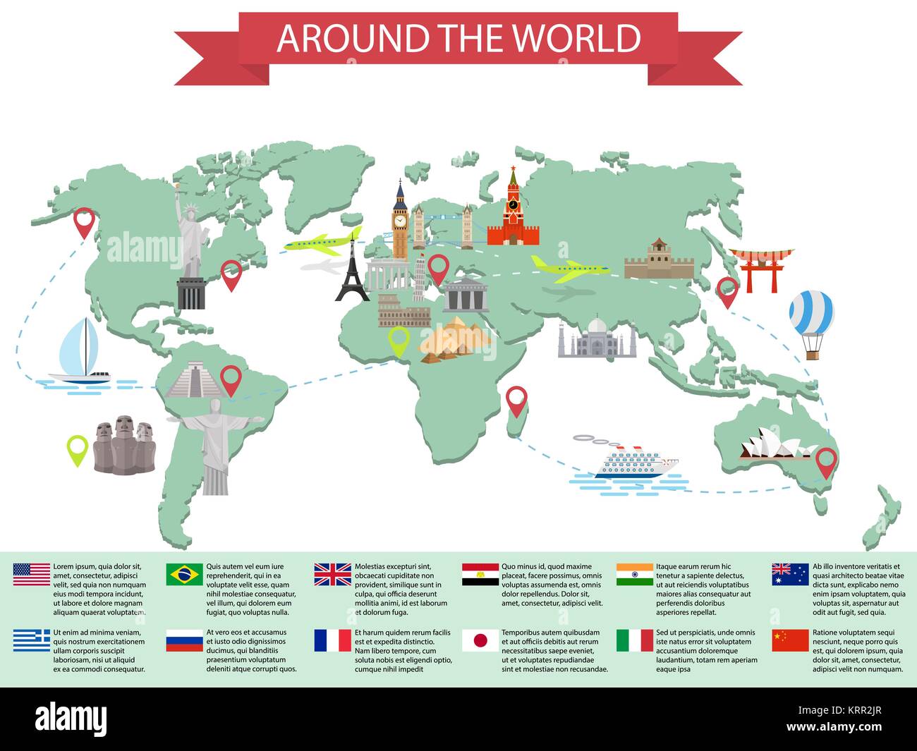 World Map Famous Landmarks