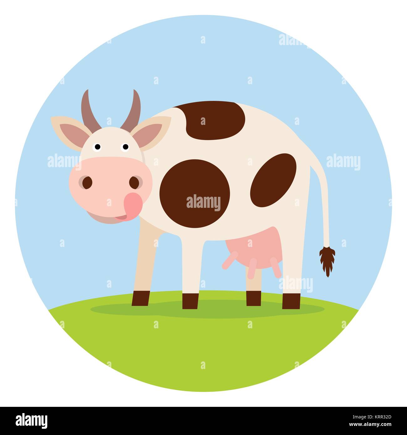 Funny cow on the field - vector icon Stock Vector