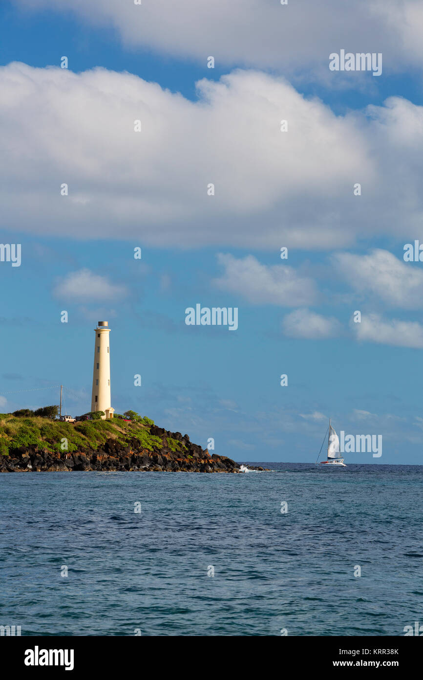 Nawiliwili Lighthouse on the island of Kauai, Hawaii. USA Stock Photo