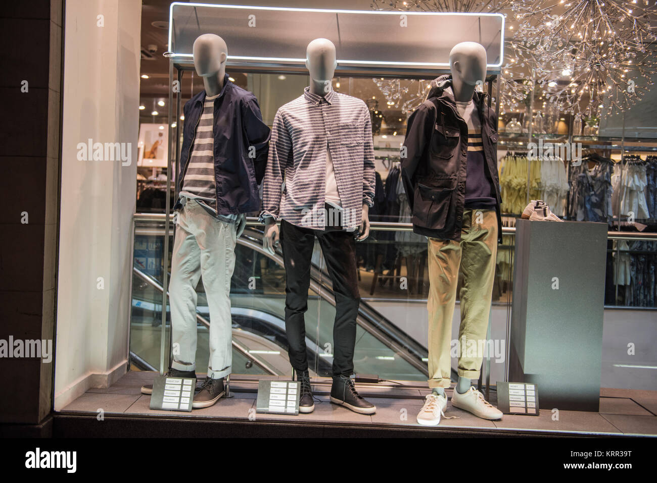 Clothing store with mannequins Stock Photo