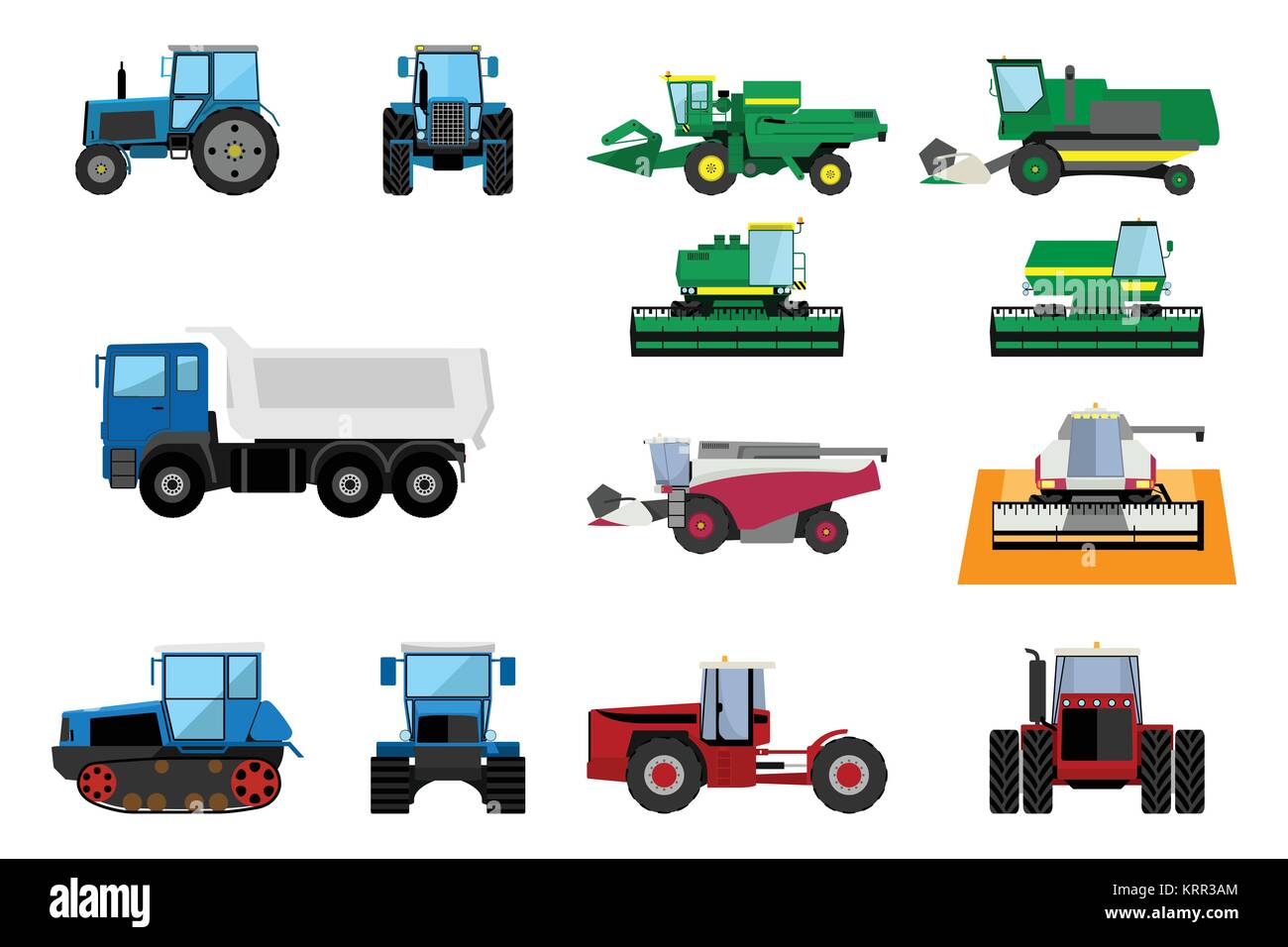 Set Of Agricultural Machinery Wheeled Tractors Track Type Tractor Truck And Harvesters Stock Vector Image Art Alamy