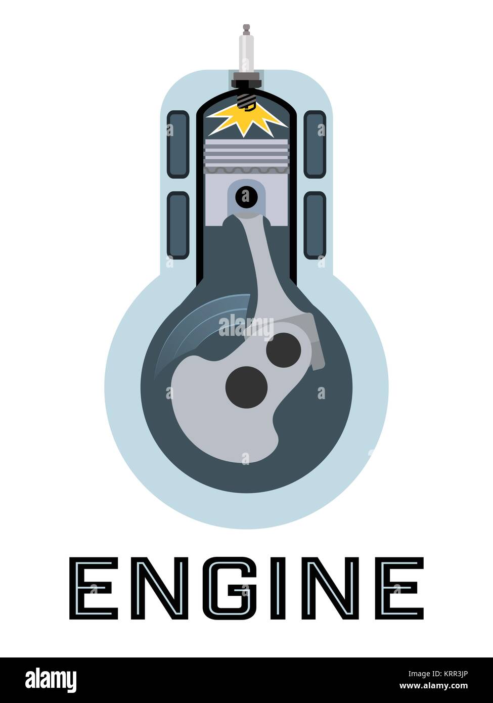 Moto engine symbol - the moment of ignition of fuel. Vector Illustration. Stock Vector