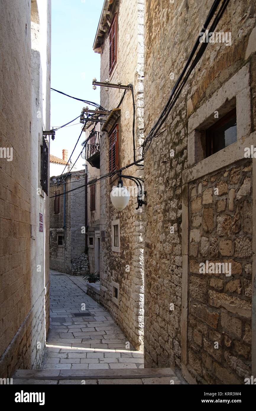 Alley in the old town of Sibenik Stock Photo